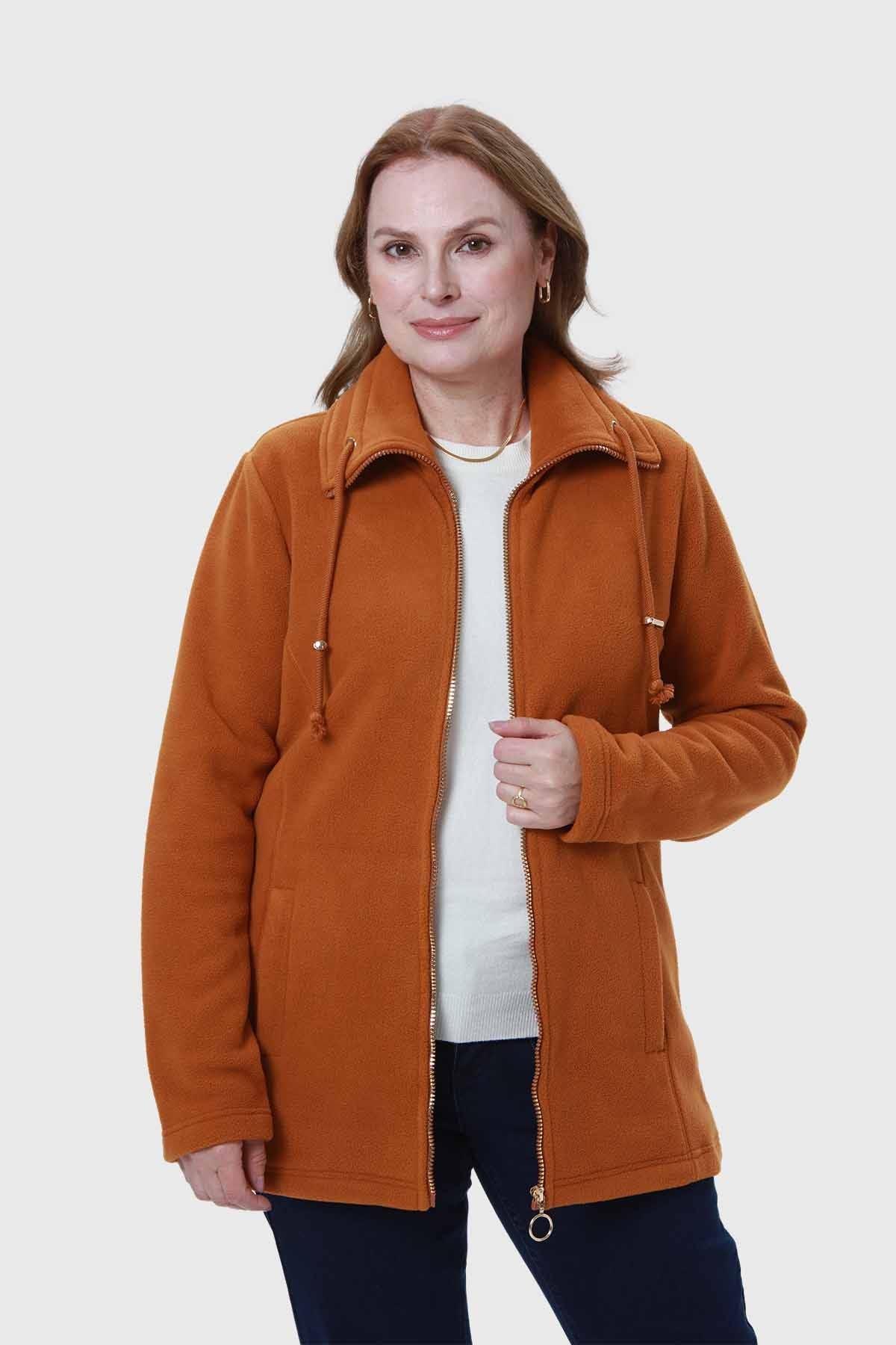 Abrigo de polar camel para mujer, estilo casual