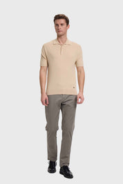 Polera Hombre Textura Linea Beige