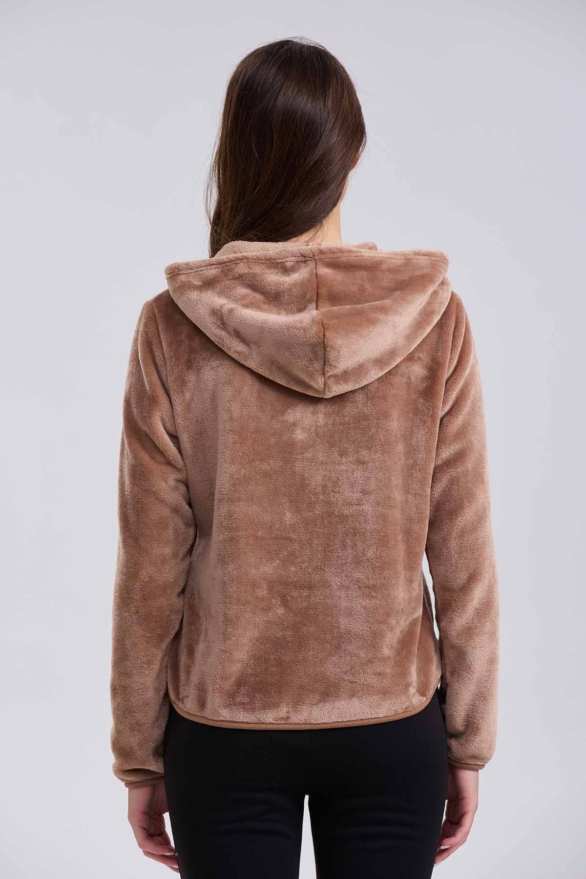 Polar Mujer Peludo Con Bolsillo Chocolate
