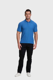 Polera Hombre Piqué Básica Azul