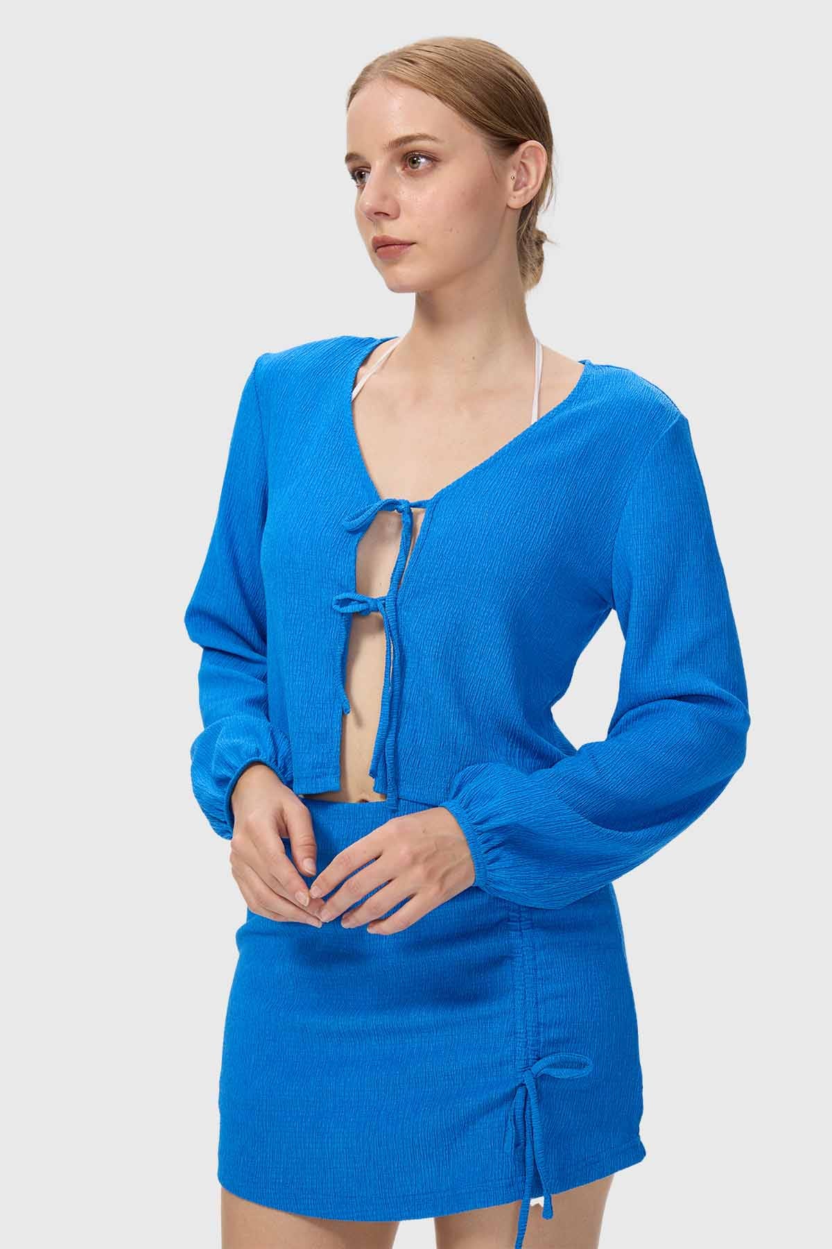 Polera Mujer Malla Azul