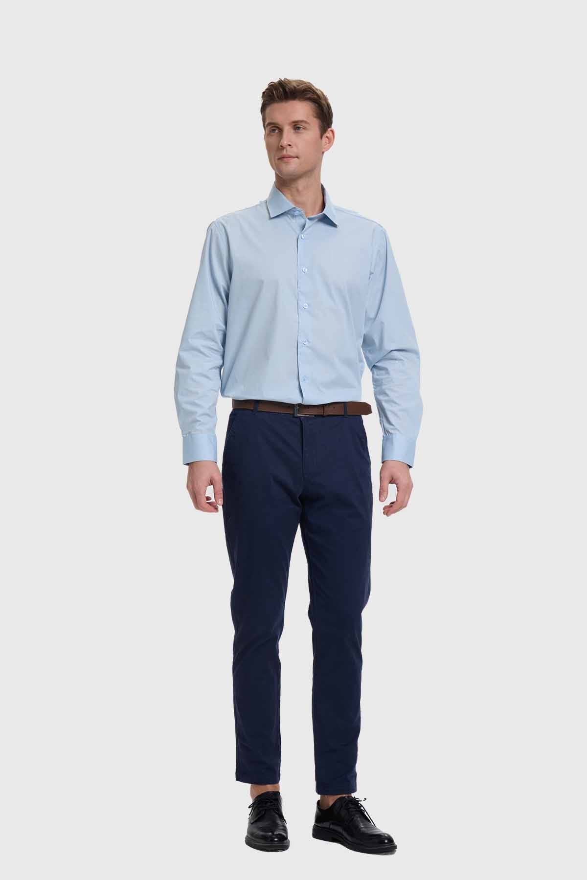 Pantalón Hombre Chino Cinturón Azul