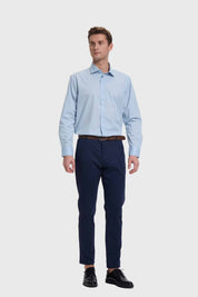 Pantalón Hombre Chino Cinturón Azul