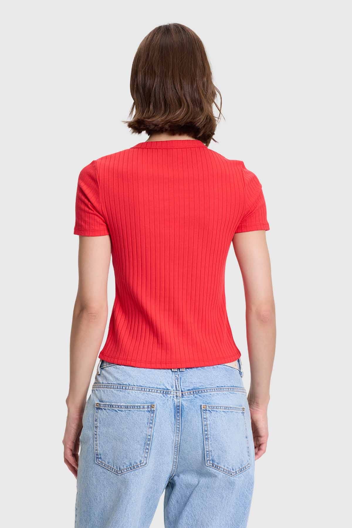 Polera Mujer Rip Crop Rojo