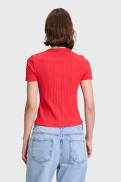Polera Mujer Rip Crop Rojo