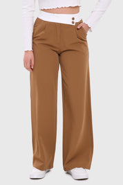 PANTALÓN MUJER SASTRERO PRETINA CAMEL