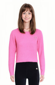Sweater Niña Peludo Fucsia