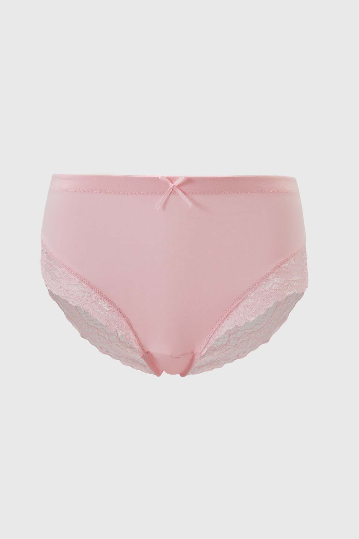 CALZÓN MUJER TIRO ALTO DETALLE ENCAJE PALO ROSA