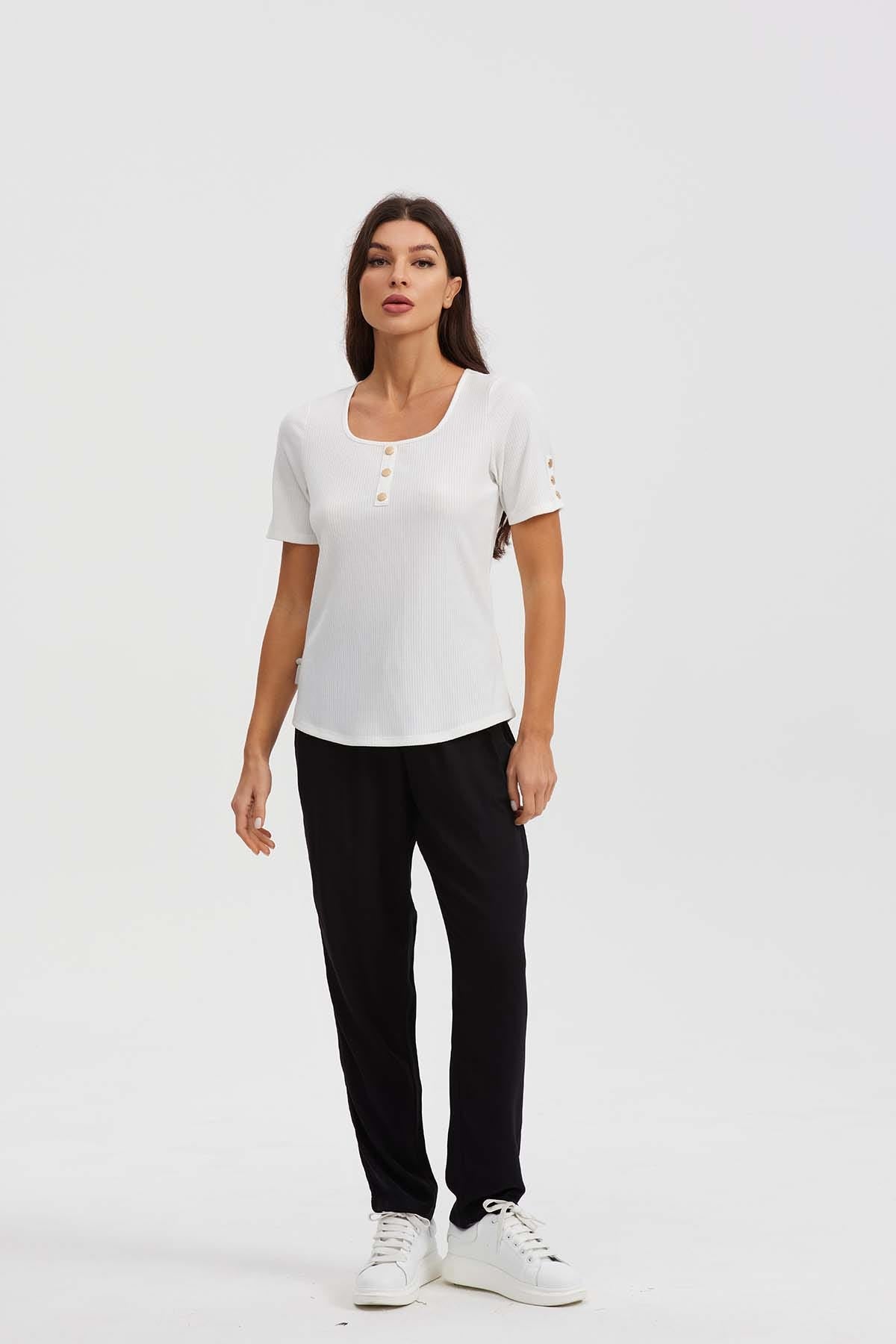Pantalón Mujer Recto Cordones Negro