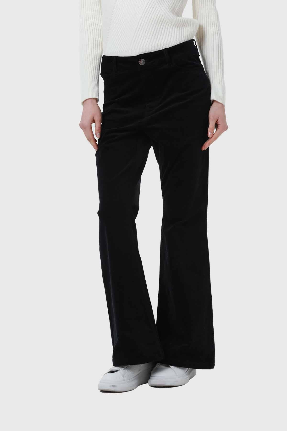 Pantalón Mujer Flare Push Cotelé Negro
