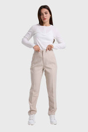 Pantalón Mujer Tiro Alto Sastrero Arena