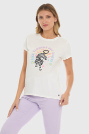 Polera Mujer Básica Print Crudo