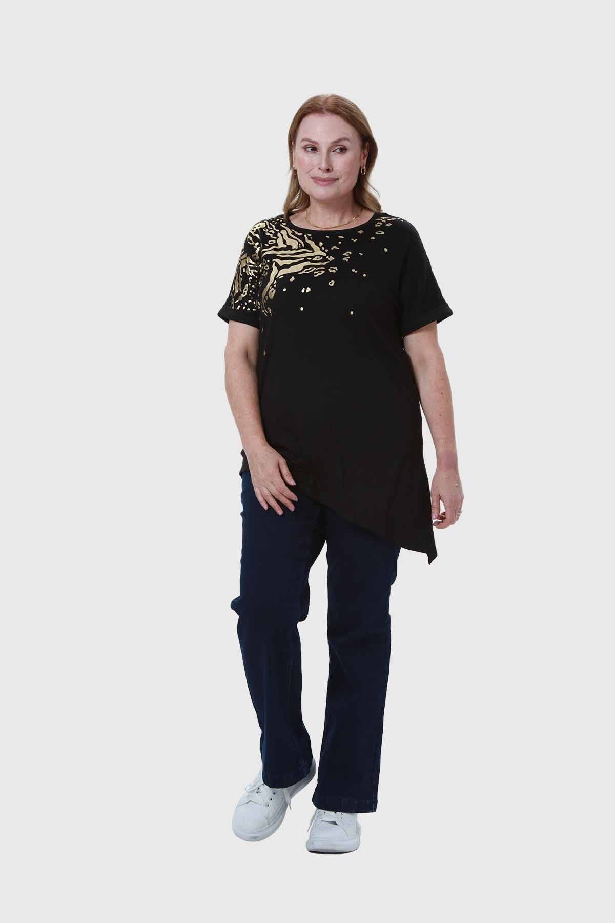 Polera Mujer Estampado Negro