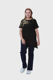 Polera Mujer Estampado Negro