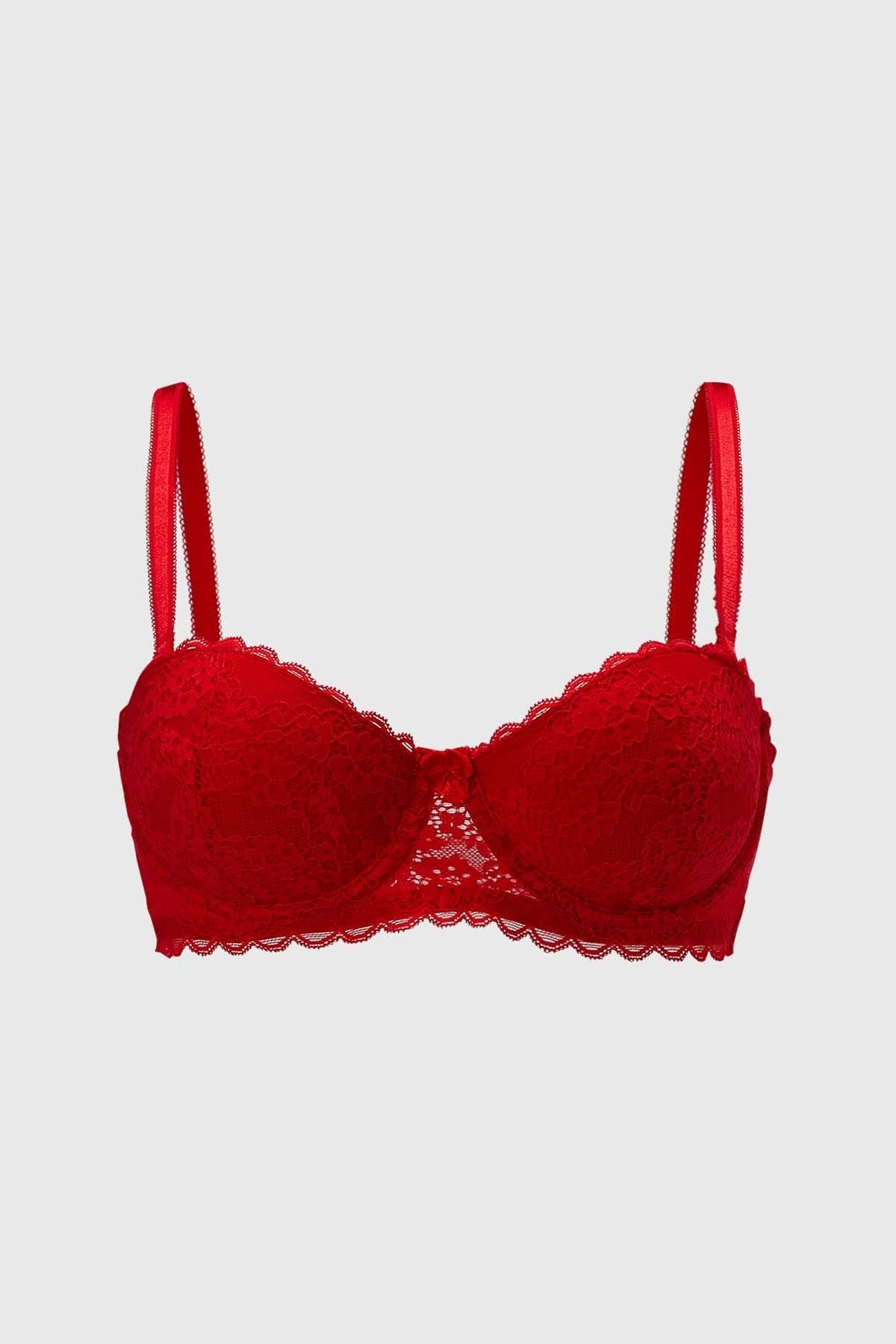 Sostén Mujer Strapless Encaje Rojo