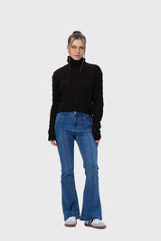 Sweater Mujer Trenzado Negro