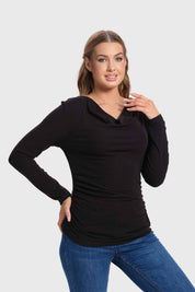 Polera Mujer Drapeado Negro