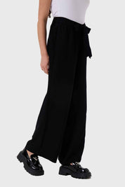 Pantalón Mujer Pallazzo Cortes Delanteros Negro