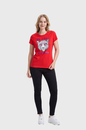 Polera Mujer Básica Print Rojo