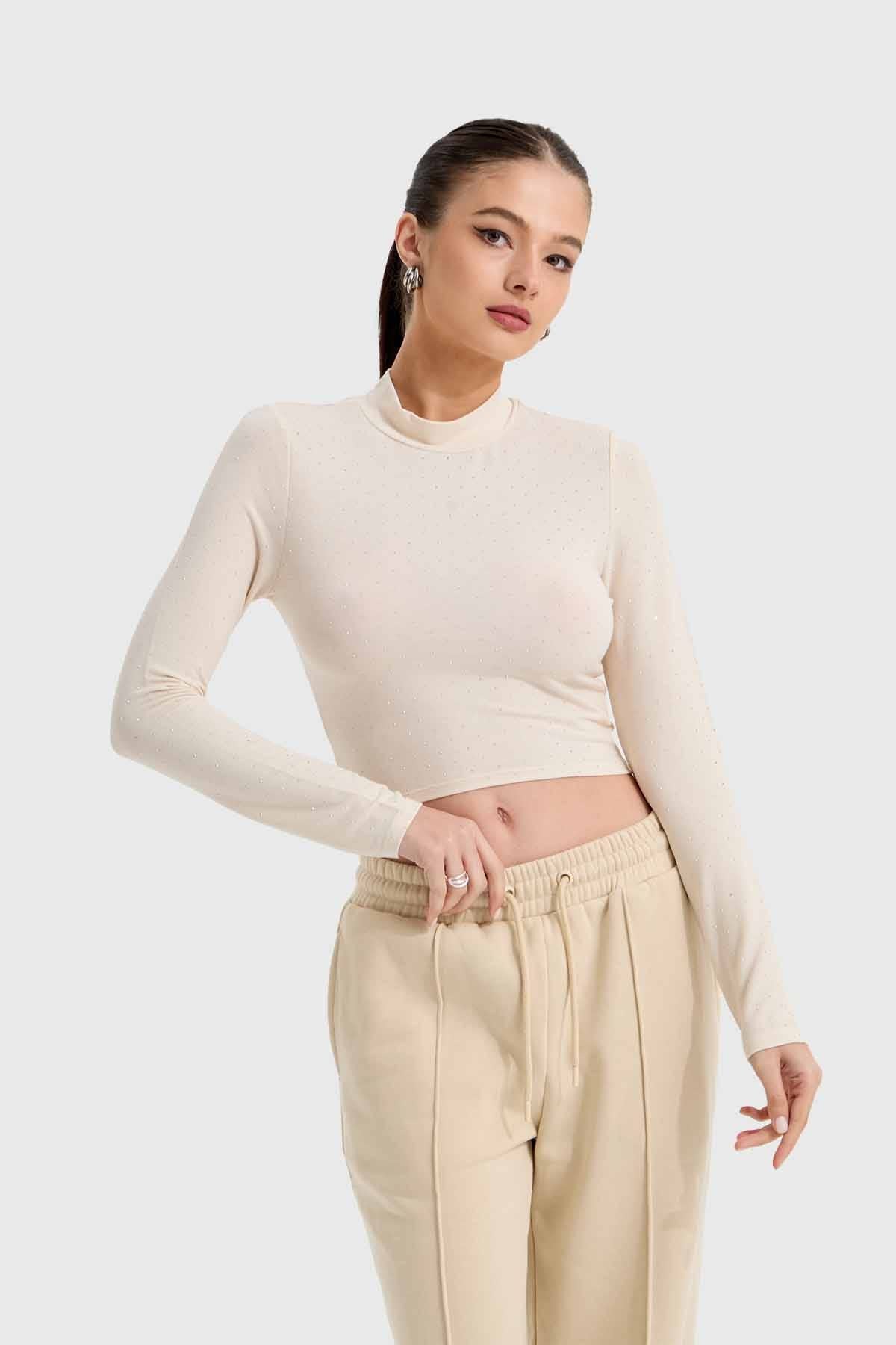 Polera Mujer Glitter Crudo
