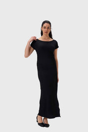 Vestido Mujer Largo Abertura Negro