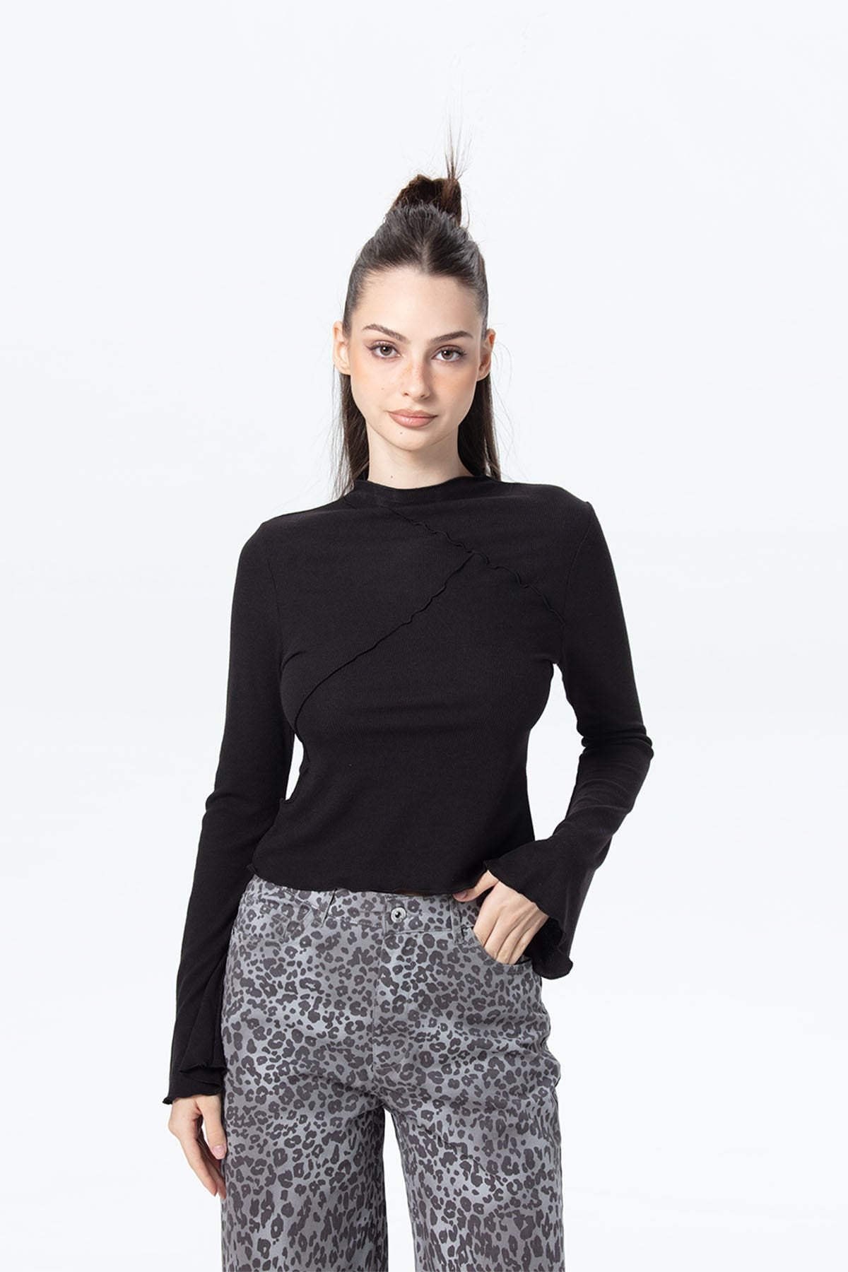 Polera Mujer Patchwork Negro