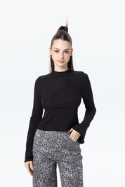 Polera Mujer Patchwork Negro