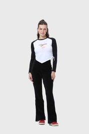 Polera Mujer Bicolor Recogido Negro