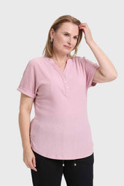 Polera Mujer Abotonada Palo Rosa