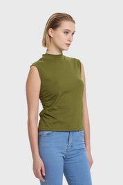 Polera Mujer Recogido Costados Verde