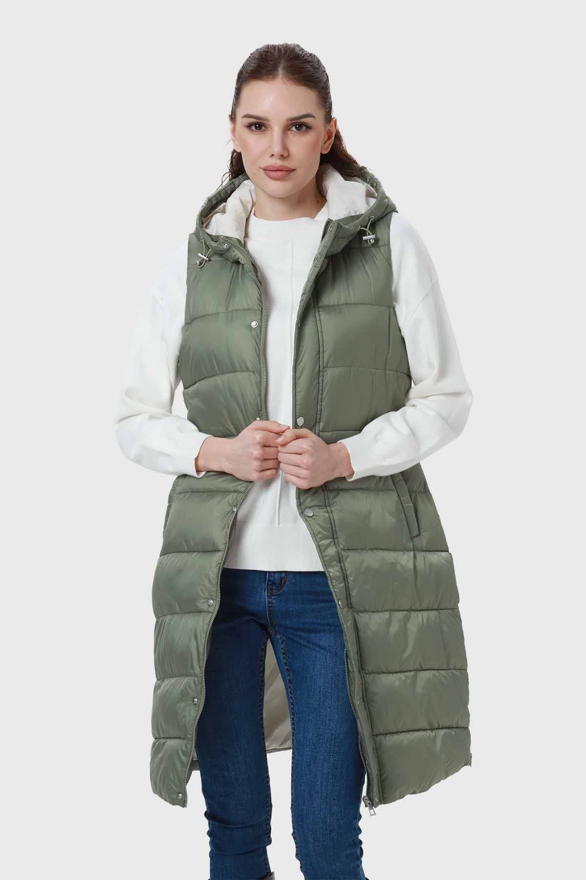 Parka Mujer Con Corte Horizontal Verde