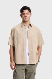 Camisa Hombre Denim Bolsillo Caqui
