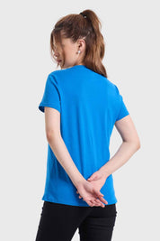 Polera mujer azul con diseño de Tom y Jerry, estilo casual y divertido.