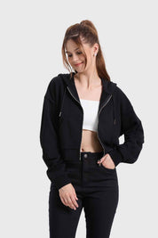 Polerón Mujer Hoodie Crop Negro