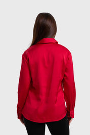 BLUSA MUJER SATINADA ABOTONADA ROJO