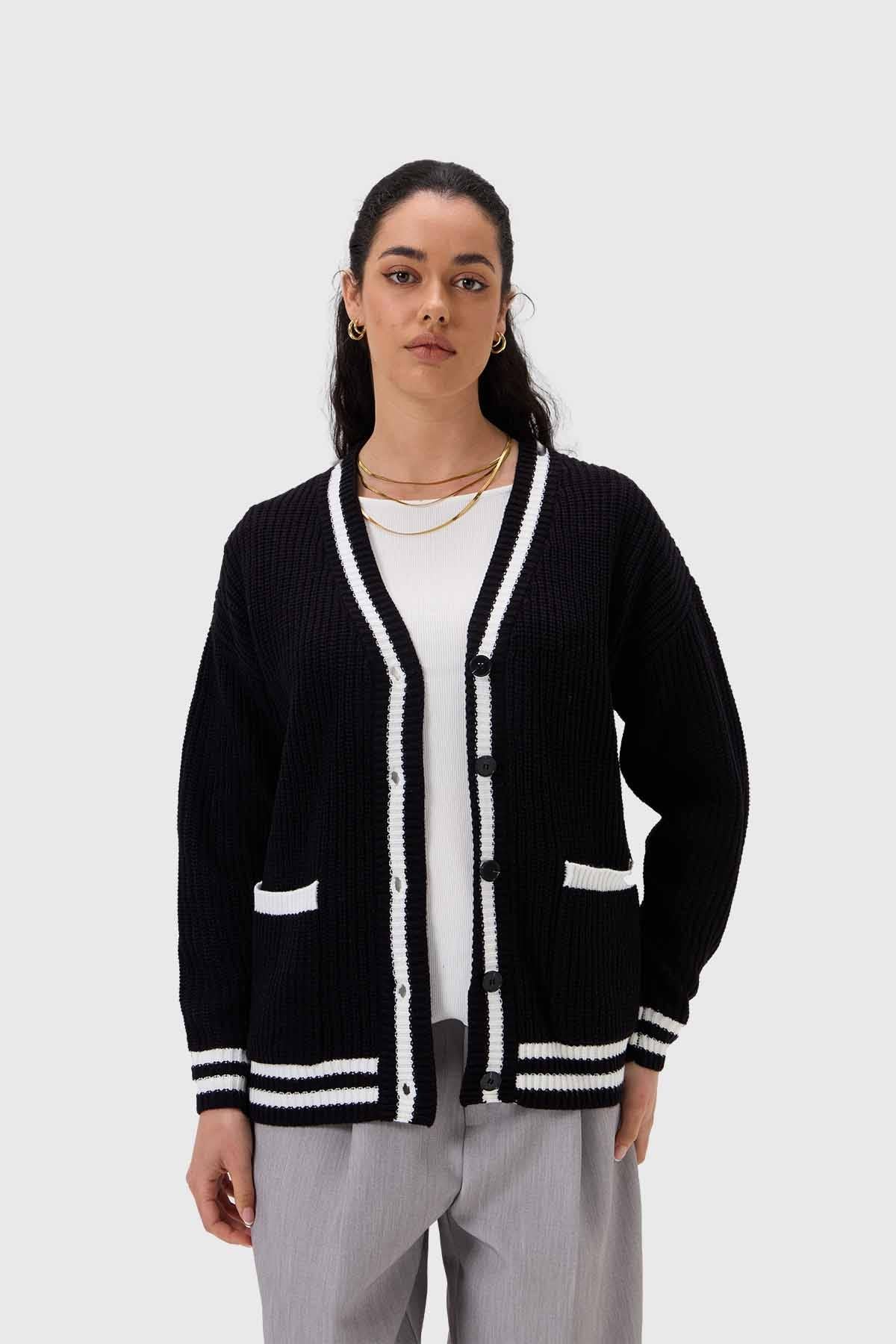 Sweater Mujer Abierto Negro