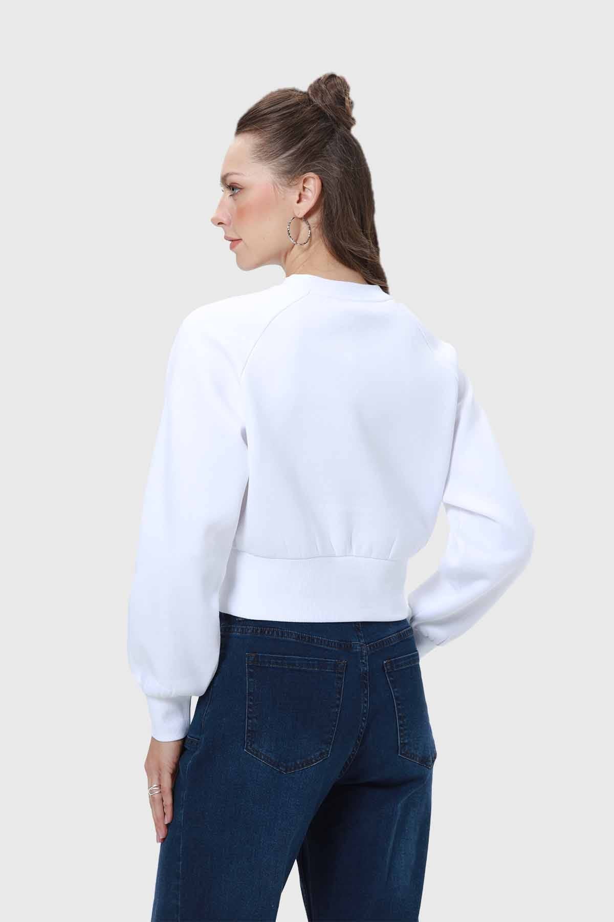 Polerón Mujer Pretina Ancha Blanco
