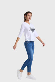 Polera Mujer Aplicación Blanco
