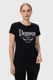 Polera Mujer Básica Print Negro / Gris