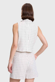 Blazer Mujer Lino Rayado Crudo