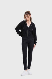 Polerón Mujer Hoodie Crop Negro