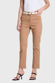 Pantalón Mujer Semi Recto Gabardina Push Up Camel