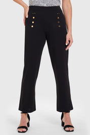Pantalón Recto Aplicación Pretina Negro