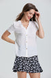 Blusa Con Aplicación Ondulada Crudo
