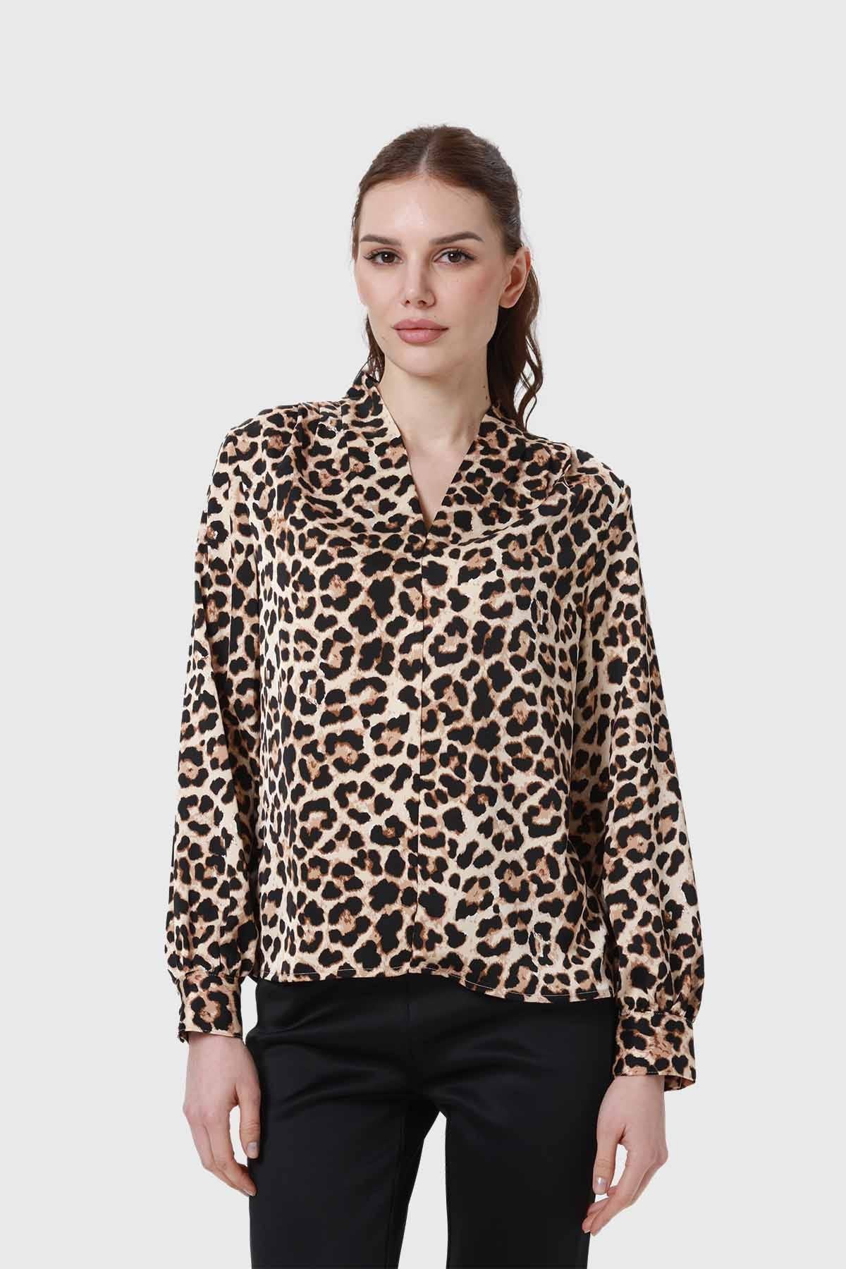 Blusa Mujer Animal Print Beige