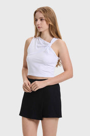 Polera Mujer Asimétrica Nudo Blanco