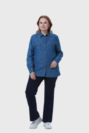 Blusa Mujer Roll Up Azul