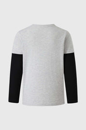 Polera Niño Doble Manga Básica Gris