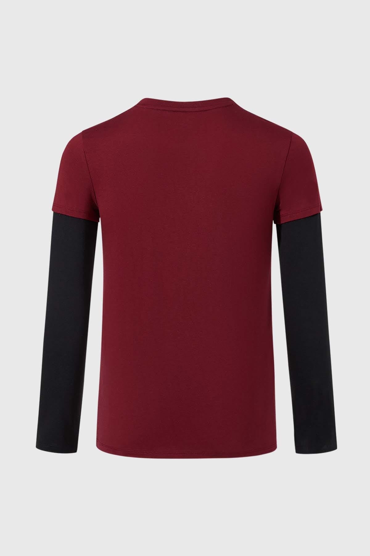 Polera Niño Doble Manga Básica Rojo