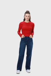 Polera Mujer Botones Rojo